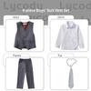 Lycody Kids Suits Boys Gray Slim Fit Vest and Pants Set Wedding Prom Party Outfit Size 5 view 2
