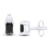 7/8 Ct Princess Cut Black Natural Diamond Solitaire Stud Earrings For Women Men 14K White Gold Post Clutch & Sterling Silver (0.90 Carat) view 1