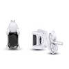 3/4 Ct Princess Black Natural Diamond Solitaire Stud Earrings For Men Women 14K White Gold Post Clutch & Sterling Silver (0.75 Carat) view 3