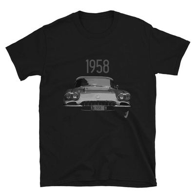1958 Chevy 'Vette Classic Car Short-Sleeve Unisex T-Shirt Black