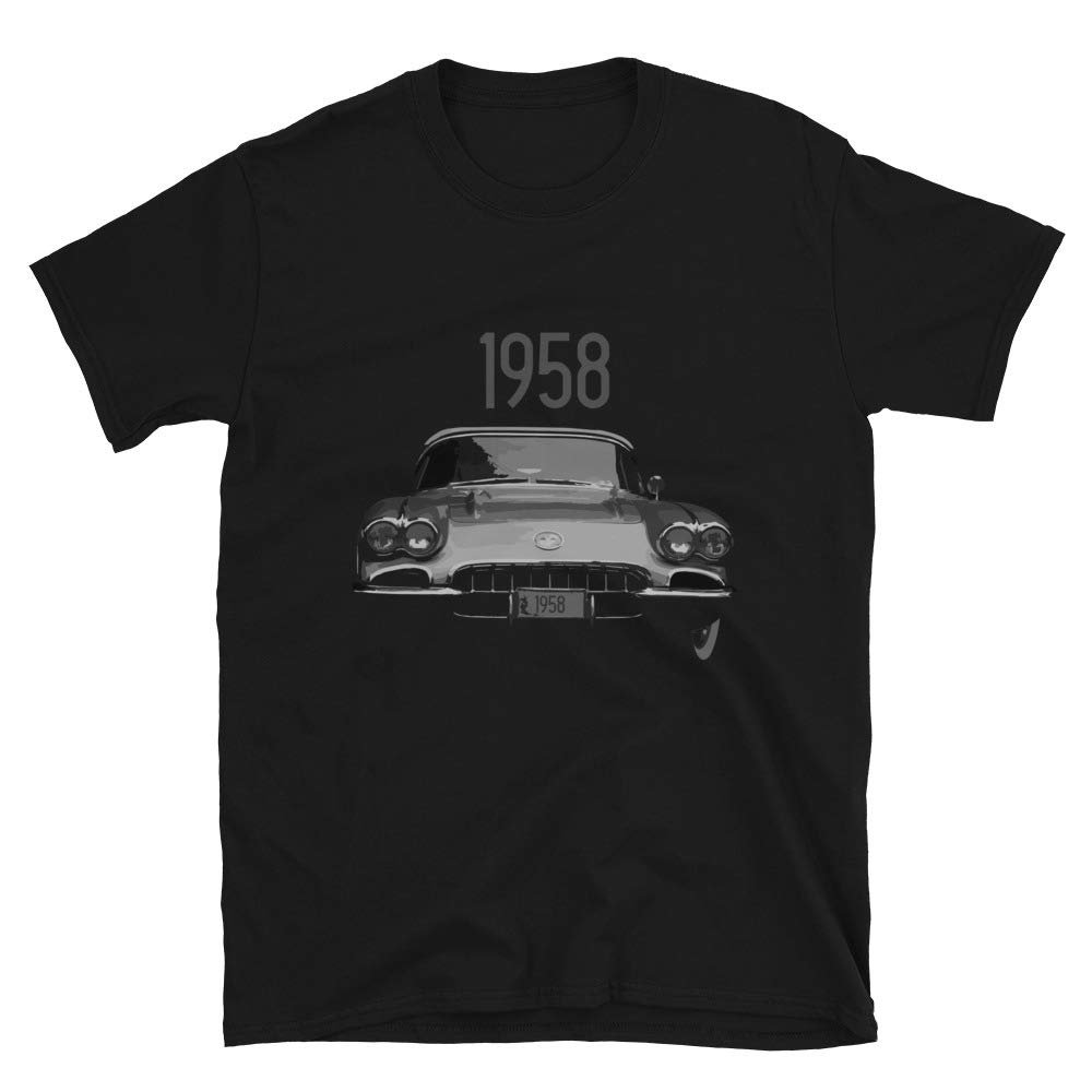 1958 Chevy 'Vette Classic Car Short-Sleeve Unisex T-Shirt Black