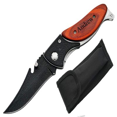 GIFTS INFINITY Customized Engraved Pocket Folding Knife - Groomsmen Wedding Party Monogrammed (210952)