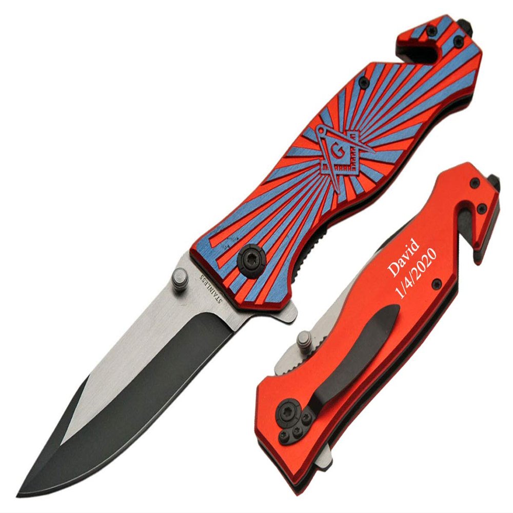 GIFTS INFINITY Customized Engraved Pocket Folding Knife - Groomsmen Wedding Party Monogrammed (300422)