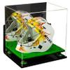 Better Display Cases Acrylic Lacrosse Helmet Display Case with Mirror, Wall Mount, Green Risers and Turf Base (A002-GRR) view 1