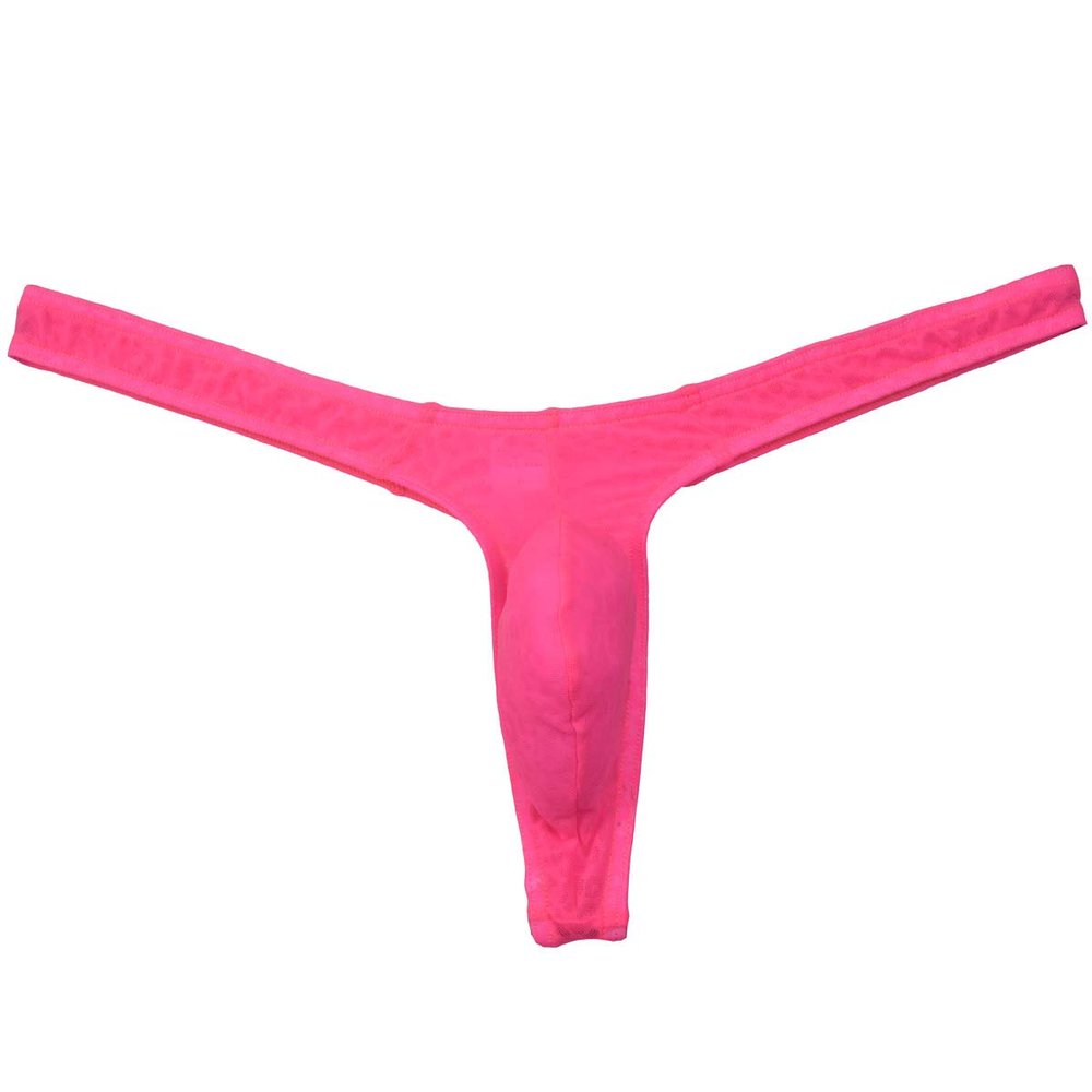 Jaxu Men's Lace Jacquard Thong Underwear Pink Large