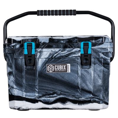 Cubix Outdoors, QuadraX 20QT Rotomolded Personal Small Cooler, Insulated Portable Hard Cooler Camping Ice Chest, Holds Ice for 72 Hours for Outdoor Activities, 2 Built-in Cup Holders, Winter Camo