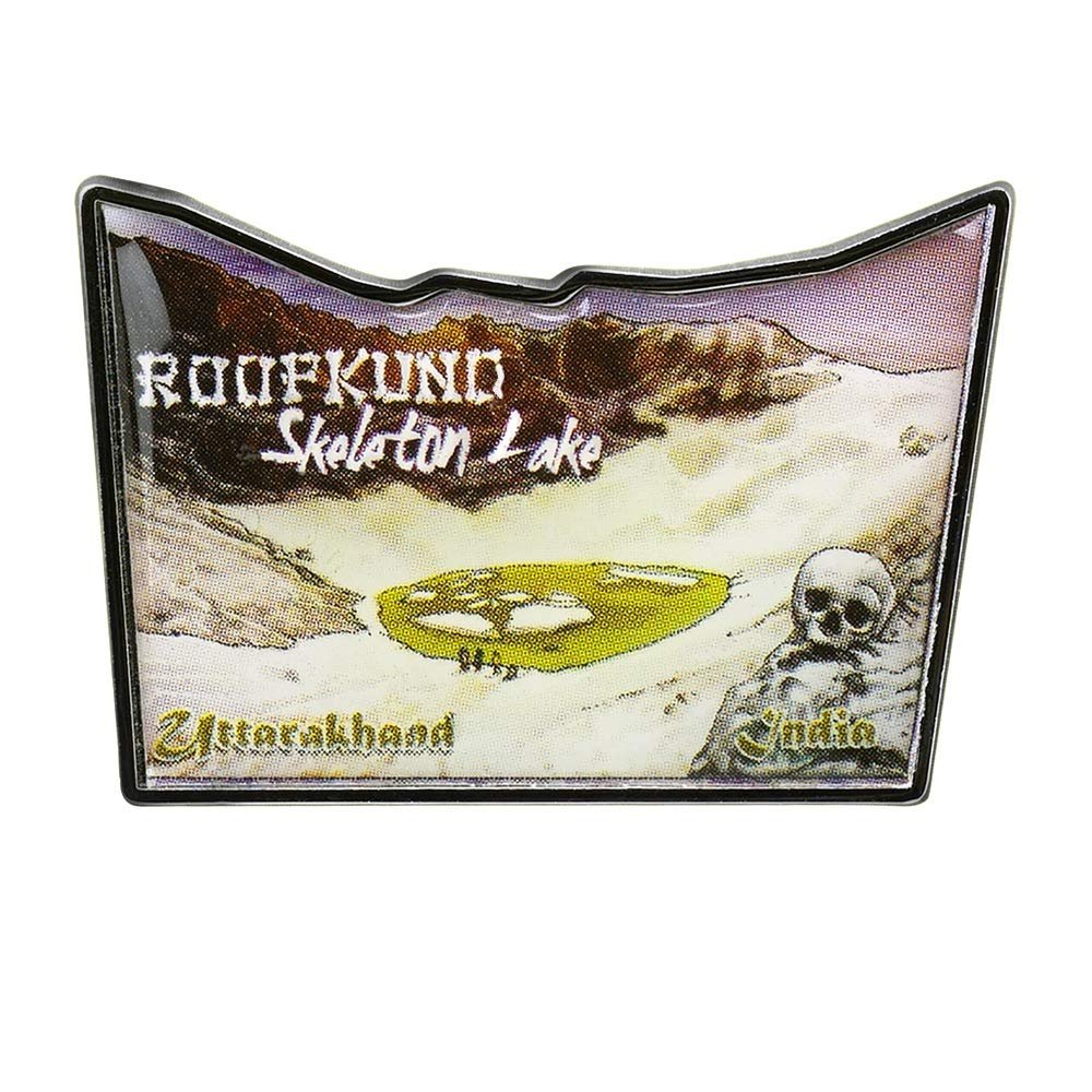 Collectible Novelty Pin for Backpack, Scarf - Made From Jeweler Class Metal - Spartan and the Green Egg Explorer Pin Series: Roopkund Skeleton Lake - Uttarakhand, India (277)