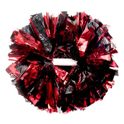 Hooshing 2PCS Black and Red Pom Poms Cheerleading with Baton Handle for Team Spirit Sports Dance Cheering
