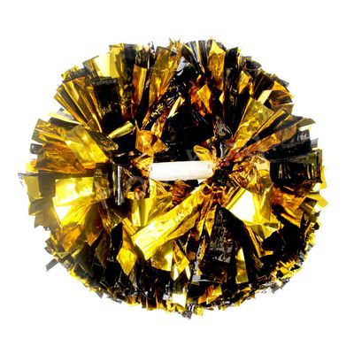 Hooshing 2PCS Gold and Black Pom Poms Cheerleading Metallic Cheer Pom Poms with Baton Handle for Sports Team Spirit Party Kids Adults