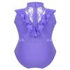 dPois Kids Girls' Sleeveless Ruffled Lace Splice Ballet Dance Leotard Gymnastics One-Piece Jumpsuit Dance wear Lavender 4 view 2