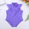 dPois Kids Girls' Sleeveless Ruffled Lace Splice Ballet Dance Leotard Gymnastics One-Piece Jumpsuit Dance wear Lavender 4 view 3