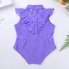 dPois Kids Girls' Sleeveless Ruffled Lace Splice Ballet Dance Leotard Gymnastics One-Piece Jumpsuit Dance wear Lavender 4 view 4