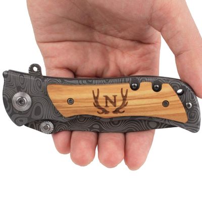 Fanfoobi Engraved Tactical Pocket Knife with Letter N(from Alphabet 26 A-Z) Boyfriend Gifts, Husband Gift, Birthday Gifts for Men, Valentines Day Gifts For Men