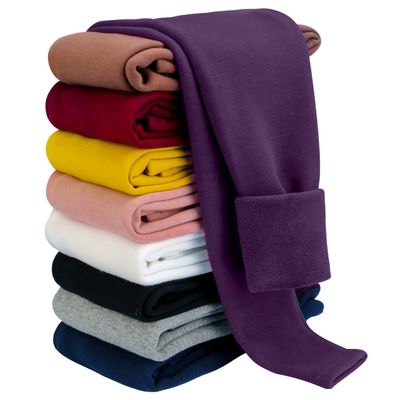BOOPH Girls Fleece Lined Leggings Kids Winter Warm Basic Pants for 10-11 Years Purple