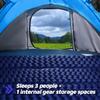 4 Person Easy Pop Up Tent, 9.5x6.6x52'',Waterproof Automatic Setup Tent, 2 Doors-Instant Family Tents for Camping, Hiking & Traveling, Blue view 2