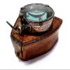 Antique Nautical Map Reader Compass 3" Brass Navigation Pocket Compass with Brown Leather Case view 1