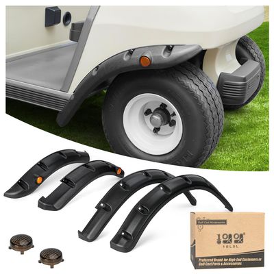 10L0L Golf Cart Front Rear Fender Flares for Club Car DS 1993-up Gas & Electric, with Stainless Steel Screws, Set of 4(Not Fit Modified Models)