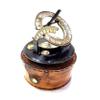 Antique Nautical Black Round Sundial Engrave Compass 3" Brass Navigation Compass with Brown Leather Box view 1