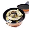Antique Nautical Black Round Sundial Engrave Compass 3" Brass Navigation Compass with Brown Leather Box view 2