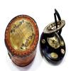 Antique Nautical Black Round Sundial Engrave Compass 3" Brass Navigation Compass with Brown Leather Box view 4