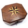 Antique Nautical Round Sundial Engrave Gilbert & Sons London Sundial Compass 2" Brass Navigation Compass with Wooden Box view 2