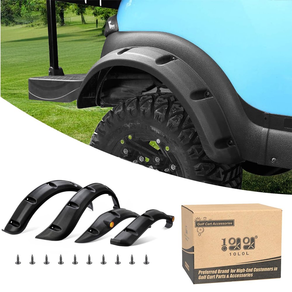 10L0L Front Rear Fender Flares for Club Car Precedent Golf Cart, with Stainless Steel Screws, Set of 4(Need to drill holes; Not Fit Modified Models)