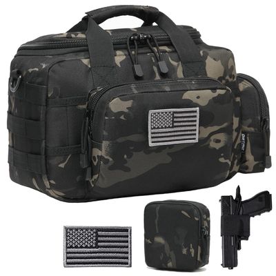 DBTAC Gun Range Bag Small | Tactical 2x Pistol Shooting Range Duffle Bag with Lockable Zipper for Handguns and Ammo, Charcoal Camo