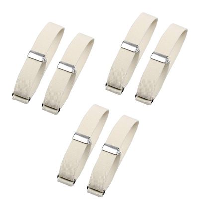 6 Elastic Adjustable Armbands - Anti-Slip Shirt Sleeve Holders (White)