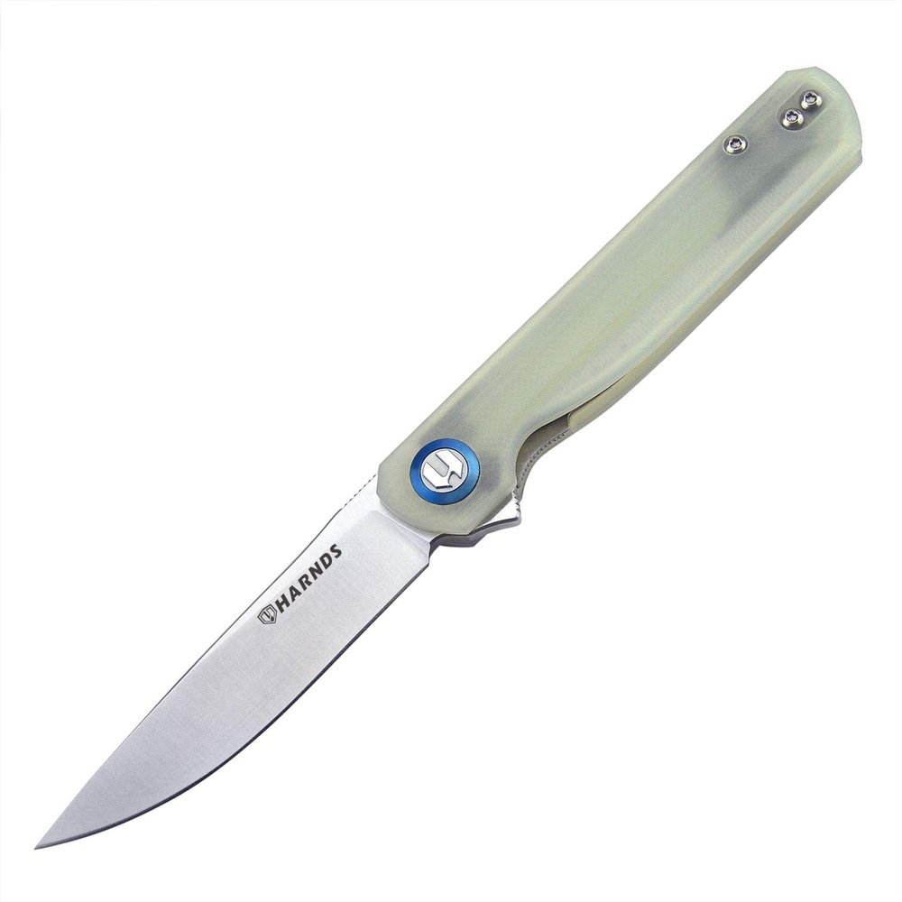 Harnds Wind Pocket Knife Flipper 14C28N Steel G10 Handle Folding Knife Ball Bearing with 2-Position Clip for Camping Survival and EDC