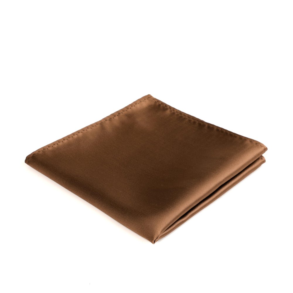 fortunatever Mens Solid Satin Pocket Square(Brown)