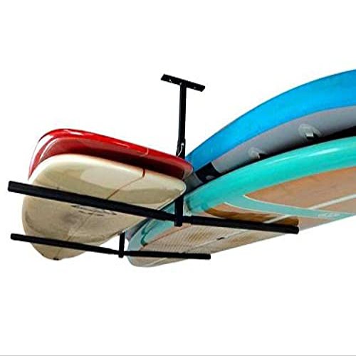 StoreYourBoard Paddleboard & Surfboard Ceiling Rack Adjustable SUP Rack for Garage Ceiling Storage, Heavy-Duty Paddle Board Rack Holds 150 lbs, Surfboard Ceiling Mount for Home & Garage