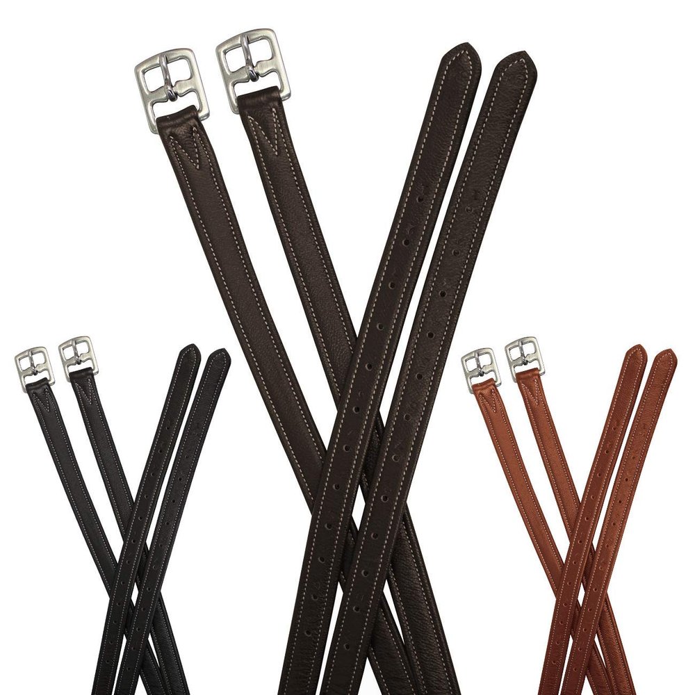 Paris Tack Super Soft Triple Layer Riveted English Stirrup Leathers with One Year Warranty (45" (Kids), Havana)