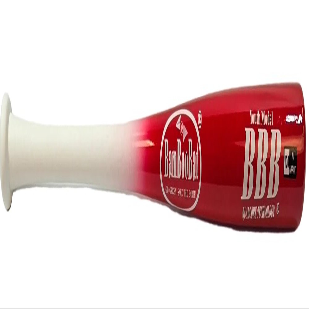 BAMBOOBAT by Pinnacle Sports Equipment INC. Youth Durable Bamboo Baseball Bat for Players Aging 5-13 Years Old, White Handle/Red Barrel, 30 Inch