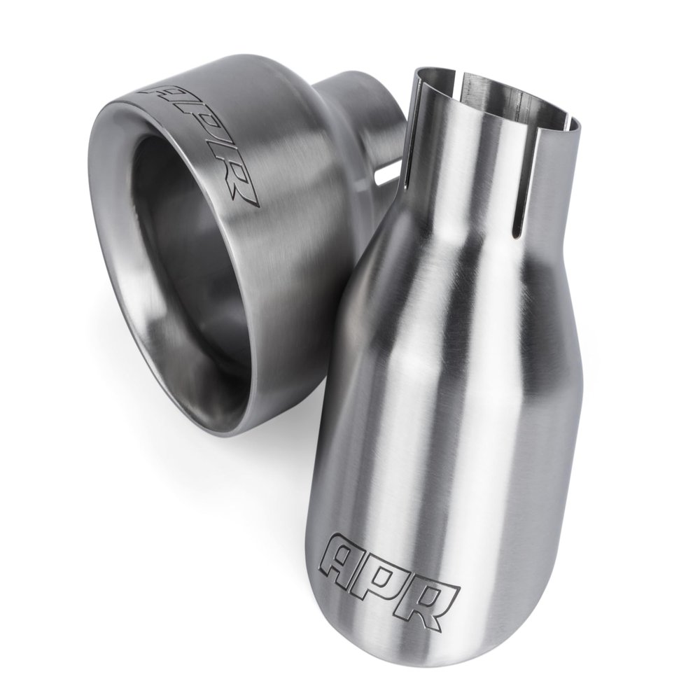 APR TPK0002 Double-Walled 4 in. Slash-Cut Tips Brushed - Set of 2