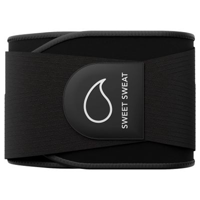 Sports Research Sweet Sweat Waist Trimmer Pro Series - Premium Sweat Enahancing Fitness Belt w/Adjustable Straps for Back Support & Tighter Cinch - Black, (XS-S)