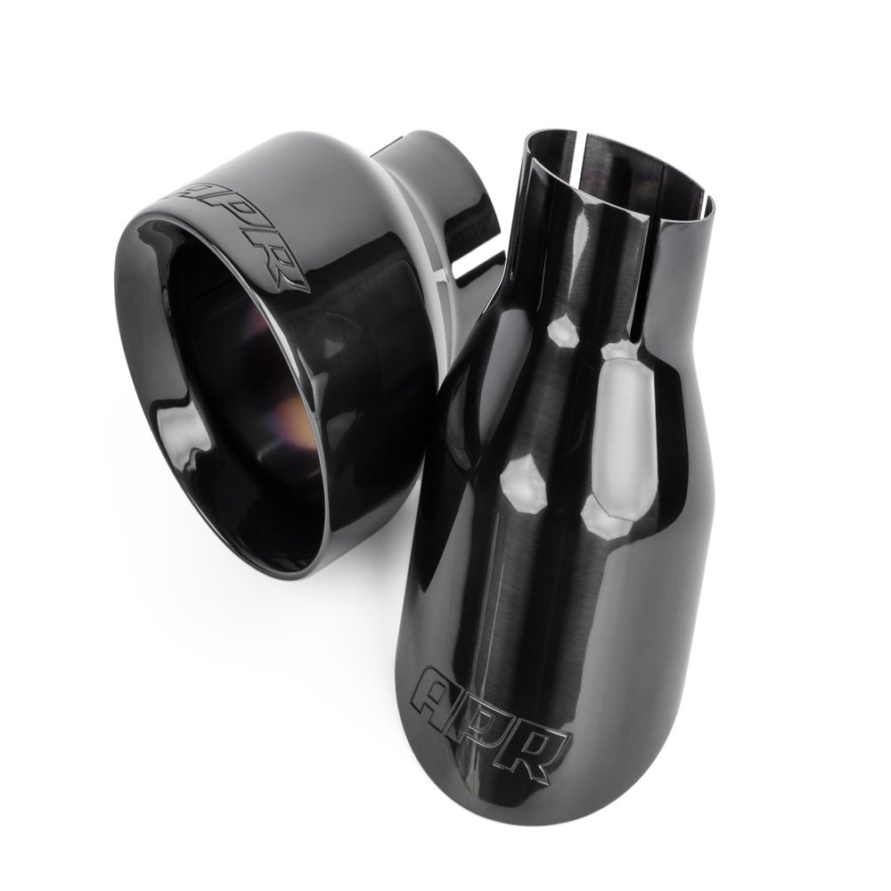 APR TPK0003 Double-Walled 4 in. Slash-Cut Tips Polished Diamond Black - Set of 2