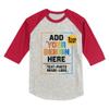 Custom Youth Raglan Shirts Personalized Two Side Baseball Shirt Heathergrey-red view 1