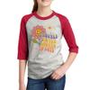 Custom Youth Raglan Shirts Personalized Two Side Baseball Shirt Heathergrey-red view 2