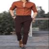 Plaid&Plain Men's Stretch Dress Pants Slim Fit Skinny Suit Pants 7101 Burgundy 38W32L view 3