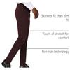 Plaid&Plain Men's Stretch Dress Pants Slim Fit Skinny Suit Pants 7101 Burgundy 38W32L view 4
