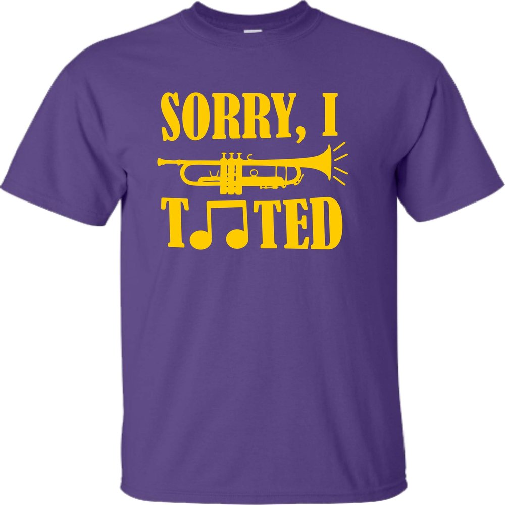 Go All Out XXXXX-Large Purple Adult Sorry I Tooted Funny Band Humor Trumpet T-Shirt