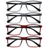 OPULIZE INK Reading Glasses - Value 4 Pack - Large Rectangular Frame - Spring Hinges - Scratch Resistant - Grey Red - Mens Womens +1.50 view 1