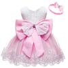 Baby Dress Bowknot Flower Dresses Lace Pageant Party Wedding Flower Girl Tutu Gown (Pink, 12-18 Months) view 1