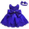 Baby Dress Bowknot Flower Dresses Lace Pageant Party Wedding Flower Girl Tutu Gown (Blue, 12-18 Months) view 1