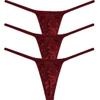 Jaxu Men's Swim Thong Slim Pouch G-String Bikini Shiny T-back 3-Pack Wine Red L view 1