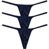 Jaxu Men's Swim Thong Slim Pouch G-String Bikini Shiny T-back 3-Pack Dark Blue M view 1
