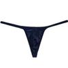 Jaxu Men's Swim Thong Slim Pouch G-String Bikini Shiny T-back 3-Pack Dark Blue M view 2