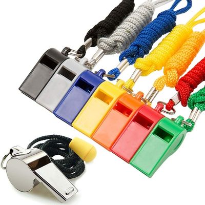 Hipat Whistle with Lanyard, 8 Packs Sports Whistles Bulk, 7pcs Plastic Whistle and 1pcs Stainless Steel Whistle, Loud Crisp Sound Whistle Ideal for Coaches, Referees and Lifeguards