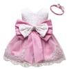 Baby Dress Bowknot Flower Dresses Lace Pageant Party Wedding Flower Girl Tutu Gown (Dark Pink, 18-24 Months) view 1