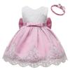 Baby Dress Bowknot Flower Dresses Lace Pageant Party Wedding Flower Girl Tutu Gown (Dark Pink, 18-24 Months) view 2